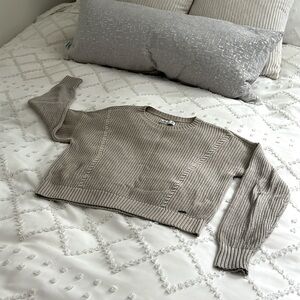 Hollister cropped tan sweater